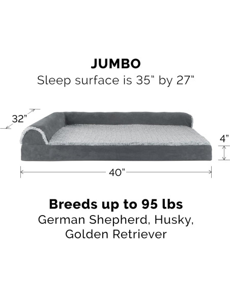 Cama de Perro Jumbo Furhaven Espuma Viscoelástica 112x89cm