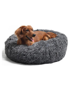Cama Redonda Calmante para Perros Medianos 76.2 cm Gris Oscuro