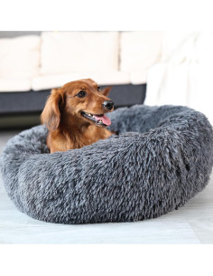 Cama Redonda Calmante para Perros Medianos 76.2 cm Gris Oscuro 2