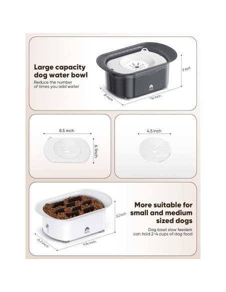 Cuencos para Perros PETPATH 2 Piezas Antidesbordamiento 2.2L Cuencos para Perros PETPATH 2 Piezas Antidesbordamiento 2.2L
