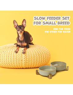 Juego de Cuencos de Cerámica Antideslizantes YOBRO para Perros Pequeños 2