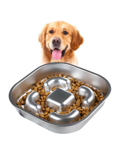 Cuenco de Alimentación Lenta Acero Inoxidable 2 Tazas para Perros