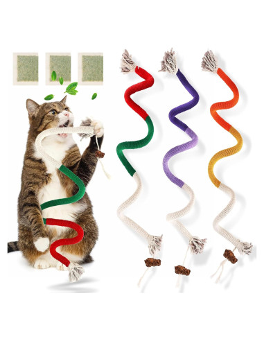 3 Juguetes para Gatos de Cuerda TEAWOO 70 cm Catnip