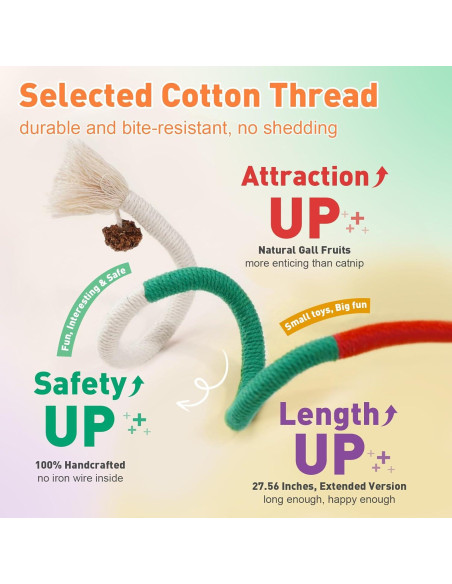 3 Juguetes para Gatos de Cuerda TEAWOO 70 cm Catnip