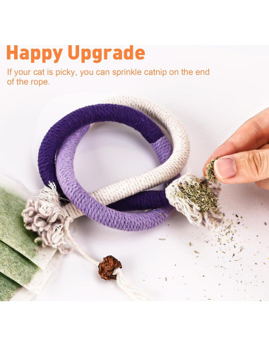 3 Juguetes para Gatos de Cuerda TEAWOO 70 cm Catnip