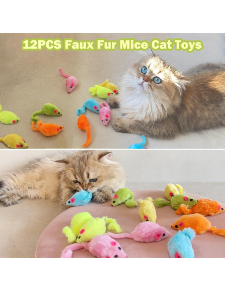 12 Juguetes de Ratón para Gato MeoHui con Sonajero y Hierba Gatera