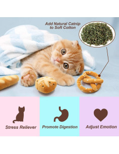 Juguetes de Gato de Hierba Gatera CiyvoLyeen 6 Piezas Pan 2