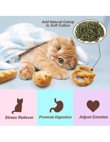 Juguetes de Gato de Hierba Gatera CiyvoLyeen 6 Piezas Pan