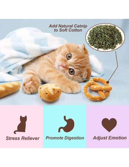 Juguetes de Gato de Hierba Gatera CiyvoLyeen 6 Piezas Pan