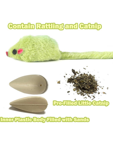 12 Juguetes de Ratón para Gato MeoHui con Sonajero y Hierba Gatera