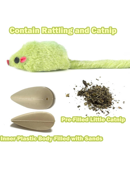 12 Juguetes de Ratón para Gato MeoHui con Sonajero y Hierba Gatera