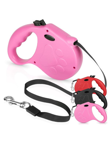 Correa de Perro Retráctil Makife 4.88m para Perros hasta 35kg - Rosa