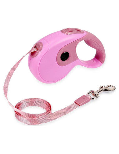 Correa Retráctil para Perros JAMISAY 5M Rosa hasta 50kg