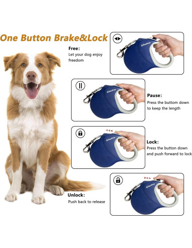 Correa Retráctil para Perros PetiFine 8m Azul 50kg Resistente