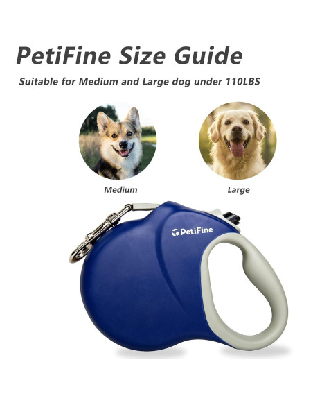 Correa Retráctil para Perros PetiFine 8m Azul 50kg Resistente Correa Retráctil para Perros PetiFine 8m Azul 50kg Resistente