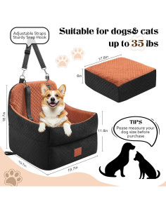 Asiento Elevador para Perros GracePals Mediano Negro/Marrón 2