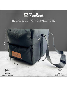 Asiento Elevador para Perros Pawseat Negro 2-6Kg con Seguridad 2