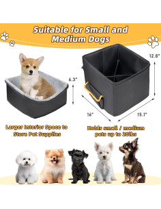 Asiento Elevado para Perros JJRING 40.6x38.1x33cm Negro 2