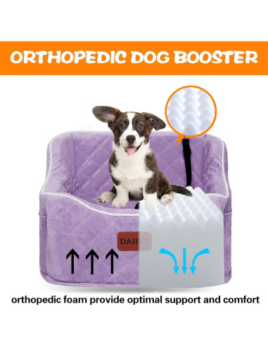 Asiento de Coche Elevado para Perros DAIIST 48x43 cm Púrpura