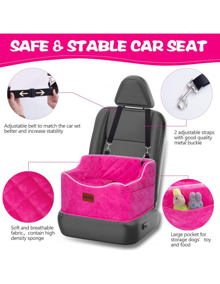 Asiento de Coche Elevado para Perros DAIIST 48x43 cm Púrpura