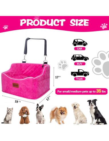 Asiento de Coche Elevado para Perros DAIIST 48x43 cm Púrpura