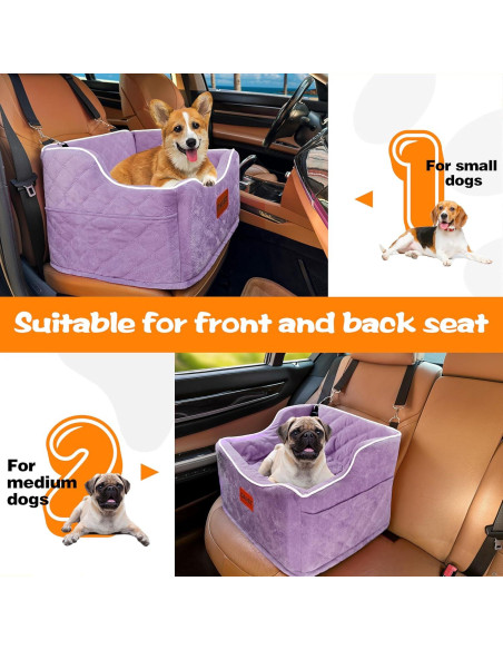 Asiento de Coche Elevado para Perros DAIIST 48x43 cm Púrpura