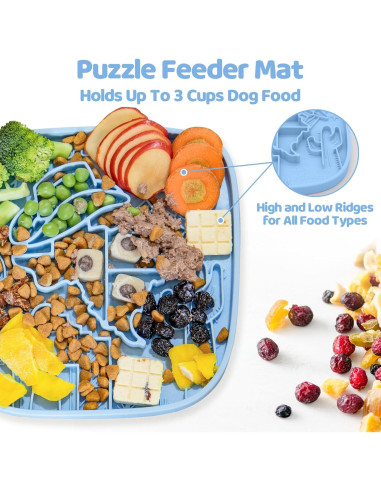 Alfombrilla de Lamer para Perros y Gatos Azul - Alimentador Lento