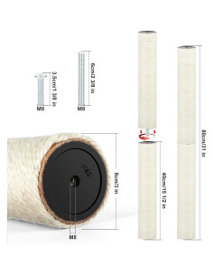 Poste Rascador para Gatos PETUOL M8 40 cm Sisal 4 Piezas 2