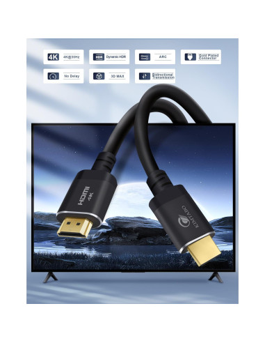 Cable HDMI KIMTABO 6.1m 4K 60Hz Alta Velocidad Conectores Oro