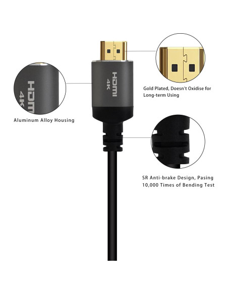 Cable HDMI KIMTABO 6.1m 4K 60Hz Alta Velocidad Conectores Oro