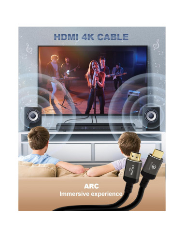 Cable HDMI KIMTABO 6.1m 4K 60Hz Alta Velocidad Conectores Oro