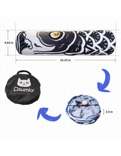 Túnel Interactivo para Gatos Dsumky Plegable 90 cm Negro 2