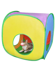 Túnel para Gatos Andiker Cuadrado L Plegable Colorido 50x50x19cm