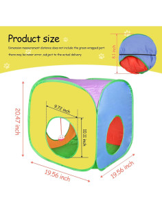 Túnel para Gatos Andiker Cuadrado L Plegable Colorido 50x50x19cm 2