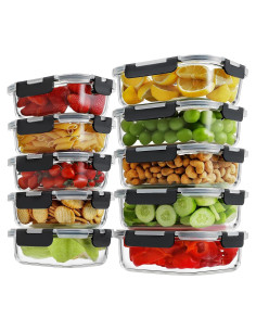 HOMBERKING Juego de 20 Contenedores de Vidrio 1.06L y 0.4L