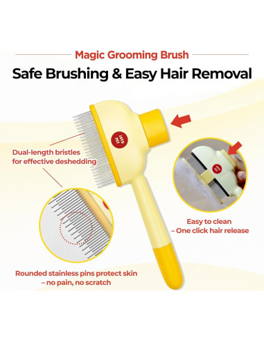 Cepillo Mágico JAYU PET para Gatos y Perros - Autolimpieza