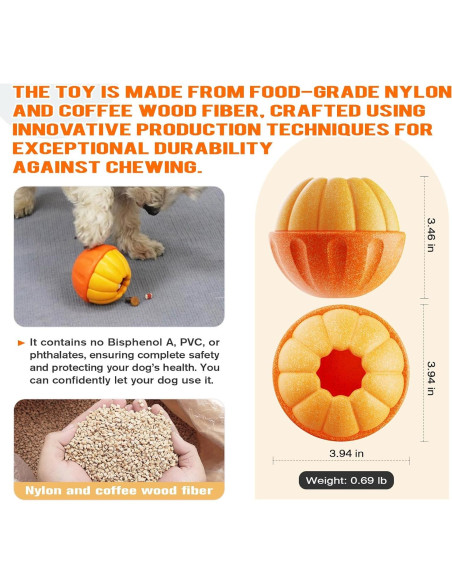 Juguete Interactivo para Perros PBFENG Calabaza Rellenable 10cm