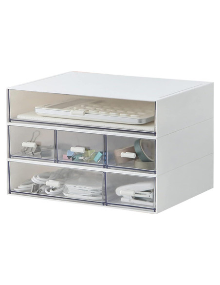 Organizador de Escritorio MILULUGO Blanco 6 Cajones 22.6x16.5x13 cm