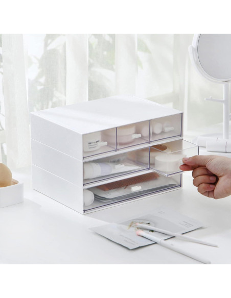 Organizador de Escritorio MILULUGO Blanco 6 Cajones 22.6x16.5x13 cm