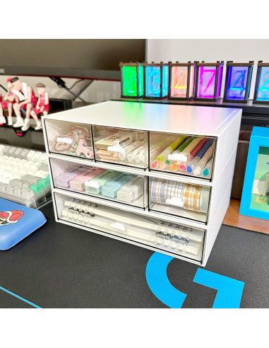 Organizador de Escritorio MILULUGO Blanco 6 Cajones 22.6x16.5x13 cm