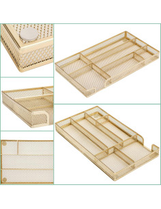 Organizador de Cajón Annova Pequeño Dorado - Malla de Metal 2