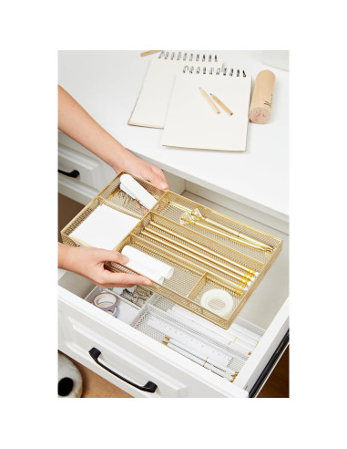 Organizador de Cajón Annova Pequeño Dorado - Malla de Metal