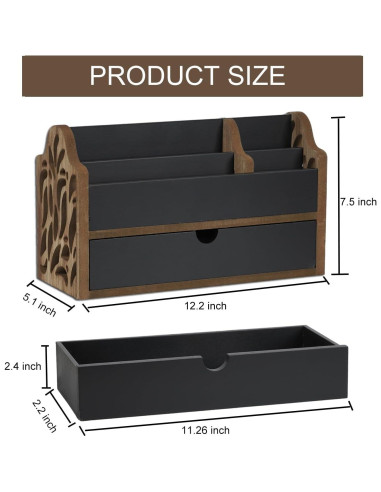 Organizador de Escritorio de Madera Dhmkfly con Cajón 5 Ranuras