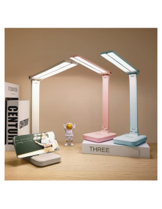 Lámpara de Escritorio Rosa LuxLumin 30.5cm Recargable 3 Modos