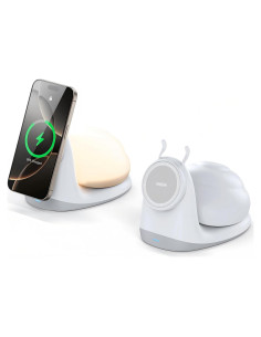 Soporte Cargador Inalámbrico 15W Electmagic W26 con Luz Nocturna