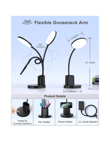 Lámpara de Escritorio LED Sailstar, Regulable 3 Modos, 800LM