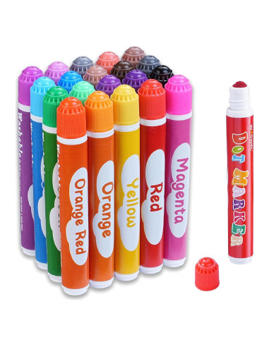 Marcadores de Puntos WOSWEL, 20 Colores Lavables para Niños