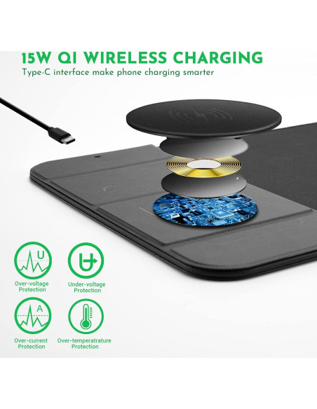 Alfombrilla de Carga Inalámbrica 15W Szyikda XXL Antideslizante