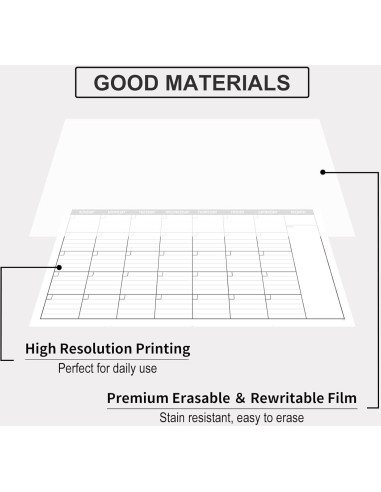 Calendario Borrable de Pizarra BooQool 3 Meses 70.6x104.1cm