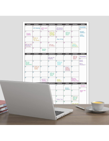 Calendario Borrable de Pizarra BooQool 3 Meses 70.6x104.1cm